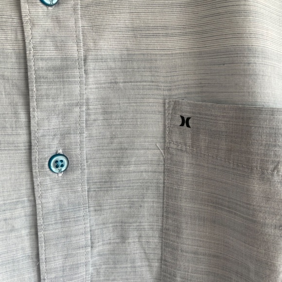 Men's Hurley Blue-to-White Gradient Shortsleeved Button Down, Size L - Picture 2 of 5